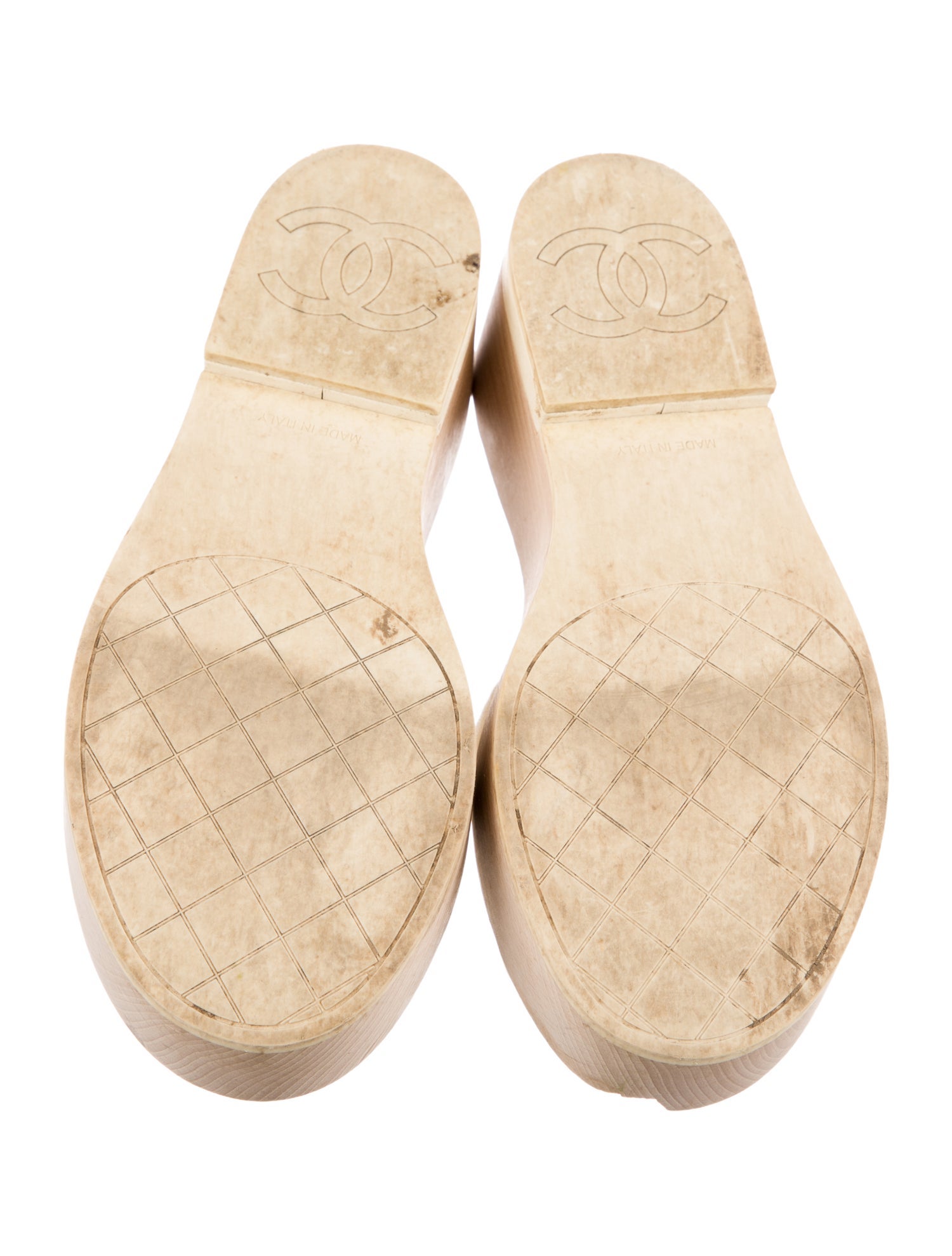 Chanel Interlocking CC Logo Leather Slides